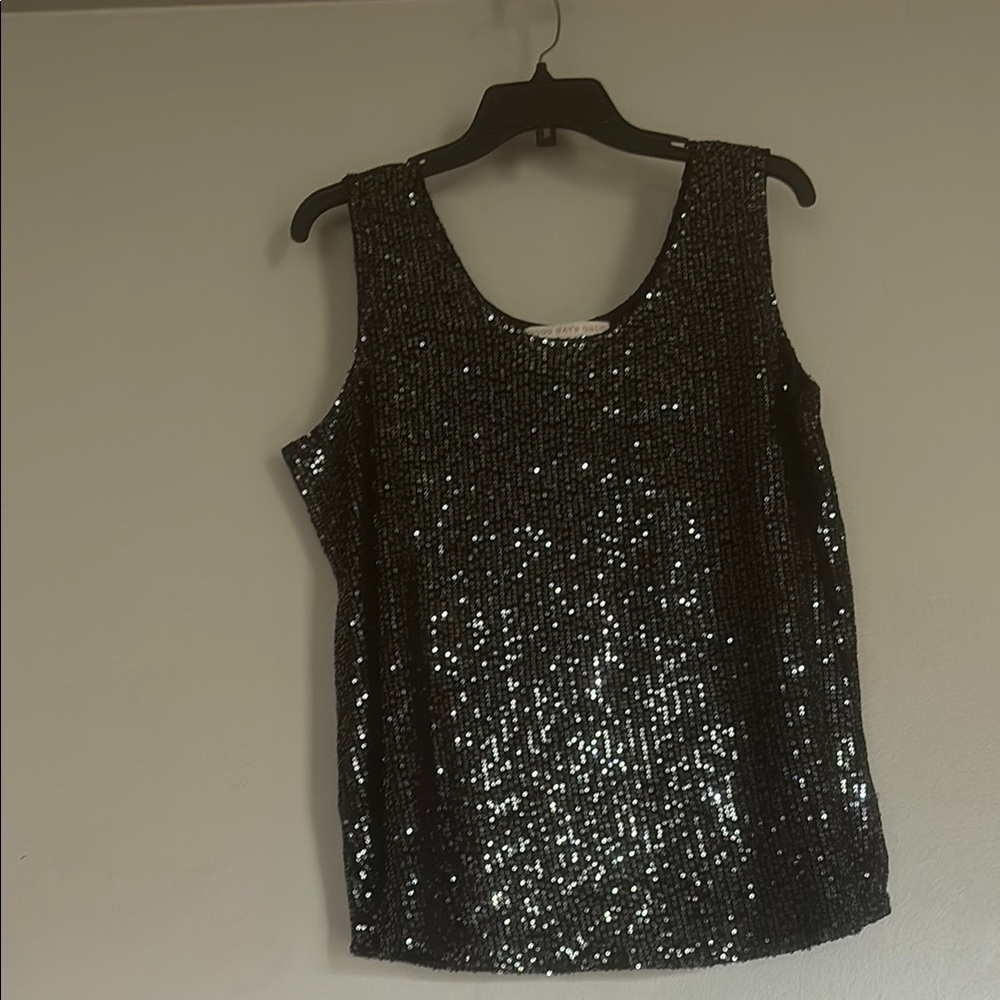 Sequin Black Sleeveless Top